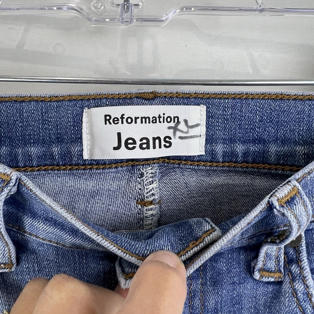 Reformation Audrey High‎ Straight Jeans Cyprus Wash Organic Stretch Denim 25 - Picture 4 of 9